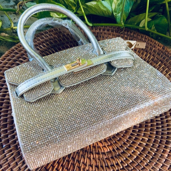 SPARKLING GOLD EVENING HANDBAG 💛 CHAIN STRAP SHOULDER RHINESTONE BLING BAG - Picture 4 of 11